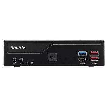 Shuttle Slim PC DH770, S1700, 2x HDMI, 2x DP, 2x 2.5G LAN, 2x COM, 8x USB, 1x 2,5 ίντσες, 2x M.2, λειτουργία 24/7, με VESA