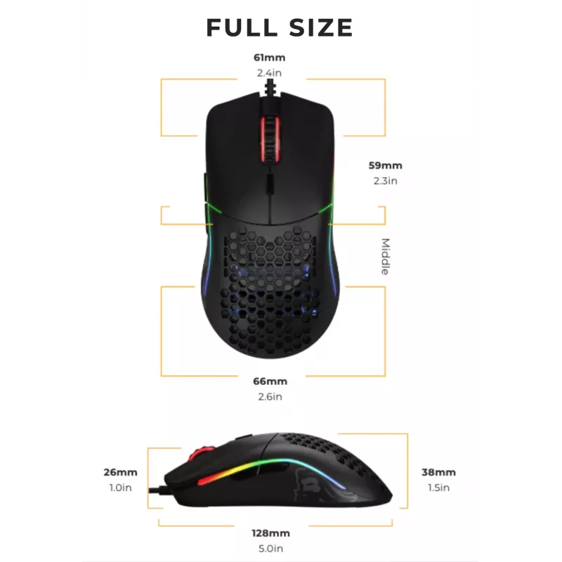 Ποντίκι Glorious Gaming Glorious Model O Regular (μαύρο), για δεξιόχειρες, οπτικό, USB Type-A, 12000 DPI, μαύρο