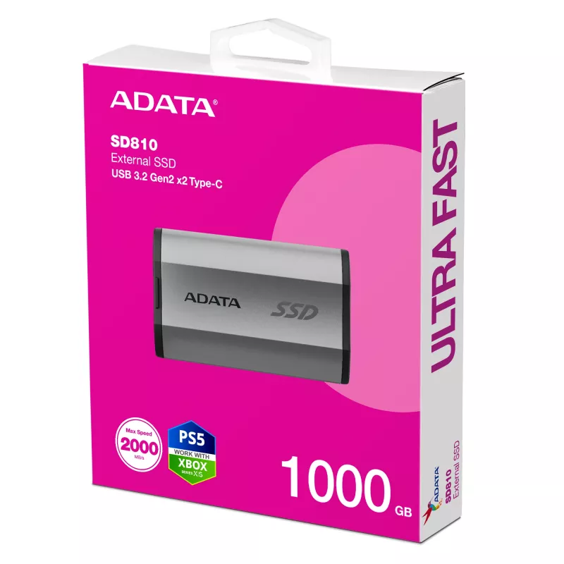 ADATA SD810 1 TB USB Type-C USB 3.2 Gen 2x2 μαύρο, ασημί