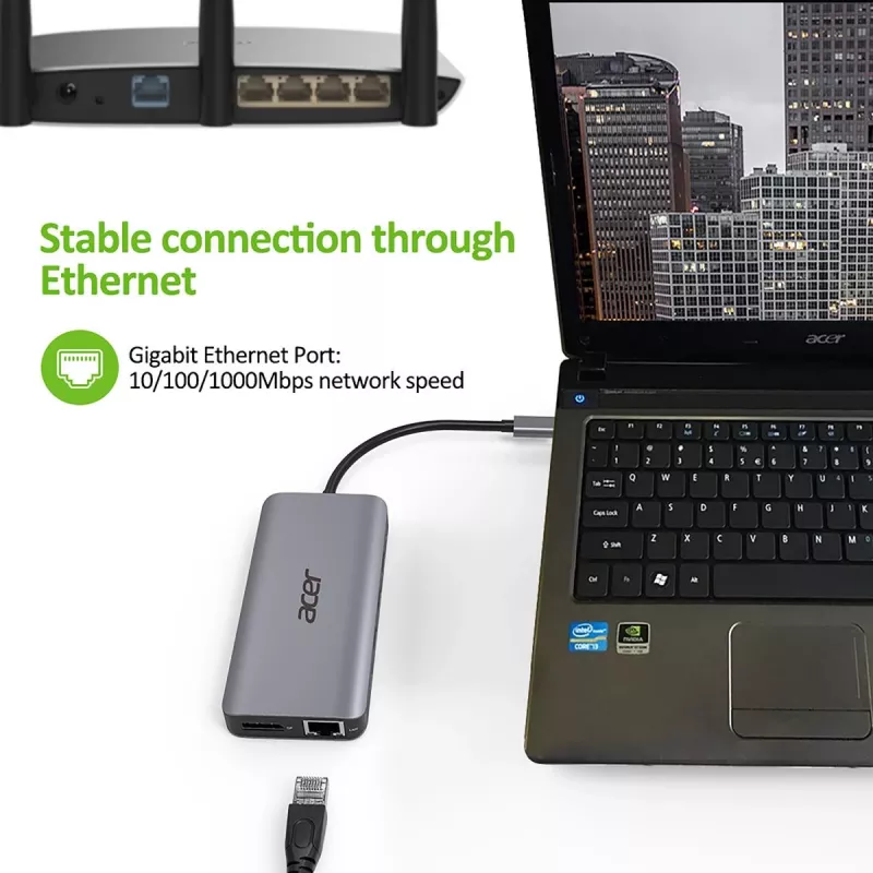 ACER 12in1 Type C Dongle Ασημί