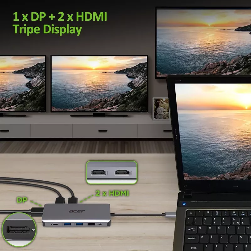 ACER 12in1 Type C Dongle Ασημί
