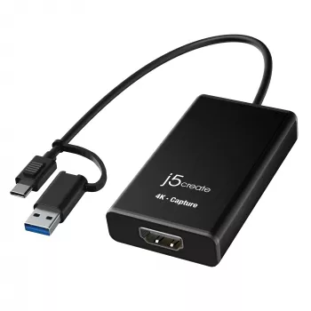 j5create JVA11-N 4K HDMI™ Capture Adapter, Μαύρο, USB 3.2 Gen 1 (3.1 Gen 1), 3840 x 2160 Pixel, Αλουμίνιο, 0,19 m, Taiwan