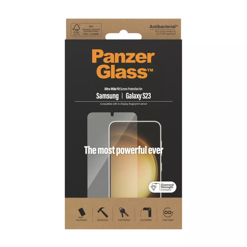 PanzerGlass ® Μεμβράνη προστασίας οθόνης Samsung Galaxy S23 | Ultra-Wide Fit