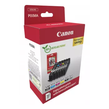 Canon PGI-530/CLI-531 PVP Μελανοδοχείο 6 τεμ. Γνήσιο Μαύρο, Κυανό, Γκρι, Ματζέντα, Φωτογραφικό μαύρο, Κίτρινο