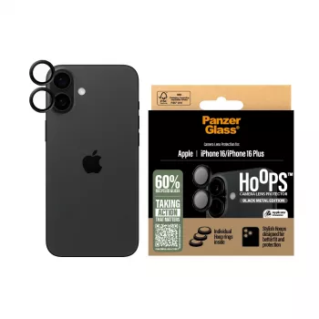 PanzerGlass ® Hoops® Προστασία φακών κάμερας Μαύρη iPhone 16 | 16 Plus