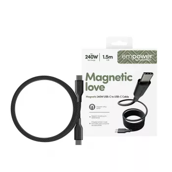 PanzerGlass empower™ by ® Magnetic 240W Καλώδιο USB-C σε USB-C | USB 2.0 | 1,5 m | Space Black