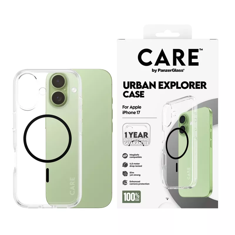 Θήκη PanzerGlass CARE by Flagship Case Διάφανη Urban Explorer Μαύρη MagSafe iPhone 17