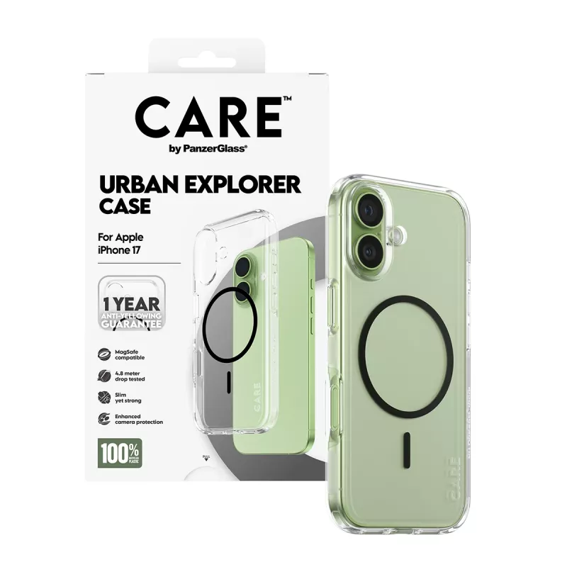 Θήκη PanzerGlass CARE by Flagship Case Διάφανη Urban Explorer Μαύρη MagSafe iPhone 17