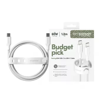 PanzerGlass empower™ by ® Racing 60W Καλώδιο USB-C σε USB-C | USB 2.0 | 1,2 m | Ασημί λευκό