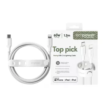 PanzerGlass empower™ by ® Racing 60W Καλώδιο USB-C σε Lightning | USB 2.0 | 1,2 m | Ασημί λευκό
