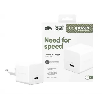 PanzerGlass empower™ by ® Φορτιστής Turbo 30W Single USB-C | EU Plug | Ασημί Λευκό