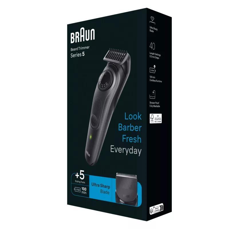 Braun BeardTrimmer 5 BT5430 Κουρευτική μηχανή μπαταρίας 40 2 cm Νερό & Στεγνό Μαύρο