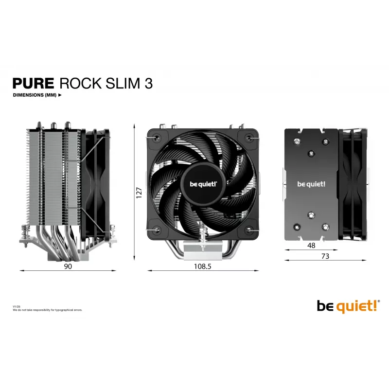 be quiet Pure Rock schlank 3 Ψύκτρα επεξεργαστή αέρα 10 cm Ασημί 1 τεμ.