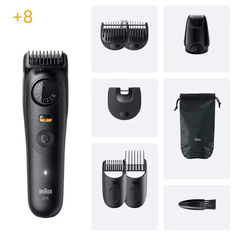 Braun BeardTrimmer 5 BT5560 Τριμερ γενειάδας Μπαταρία 40 2 cm Νωπό & Στεγνό Μαύρο