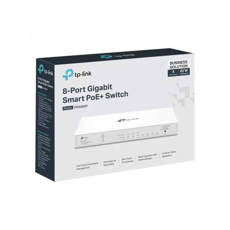 TP-Link FESTA FS308GP Network Switch Managed Gigabit Ethernet (10/100/1000) Power over Ethernet (PoE) λευκό