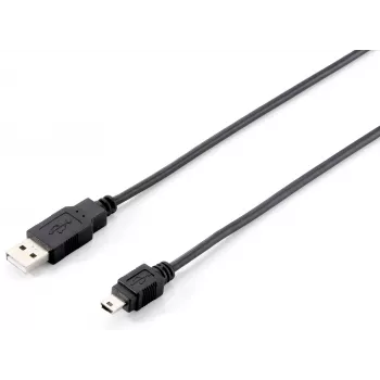 Equip USB 2.0 Type A to Mini-B καλώδιο, 1.8m, 1.8 m, USB A, Mini-USB B, USB 2.0, Male/Male, μαύρο