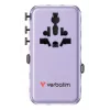 Verbatim Charge 'n' Travel 70W 2C retractable Universal Travel Adapter μωβ
