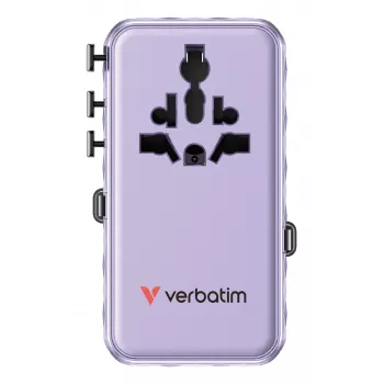 Verbatim Charge 'n' Travel 70W 2C retractable Universal Travel Adapter μωβ