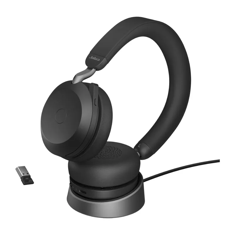 Headset Jabra Evolve2 75 USB-A UC με βάση γραφείου Μαύρο