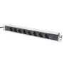 DIGITUS 1U αλουμινίου PDU, τοποθετήσιμο σε rack ονομαστική ισχύς: 16A, 4000W, 250VAC 50/60Hz, 8x υποδοχές με προστασία
