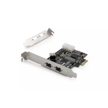 DIGITUS κάρτα διασύνδεσης IEEE 1394b, PCIe 3 θυρών, 2x9-pin εξωτερική + 1x9-pin εσωτερική