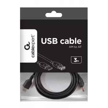 Καλώδιο επέκτασης GEMBIRD USB 2.0 Type-A σε USB Type-A (AM/AF), 1m - μαύρο