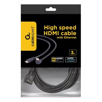 Καλώδιο GEMBIRD υψηλής ταχύτητας HDMI με Ethernet, αρσενικό με γωνία 90 μοιρών προς τα πάνω, 3 m