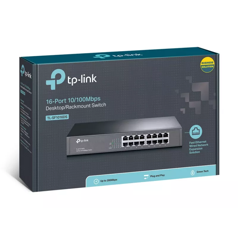 TP-Link TL-SF1016DS Δικτυακός διακόπτης Unmanaged Fast Ethernet (10/100) 1U Μαύρο