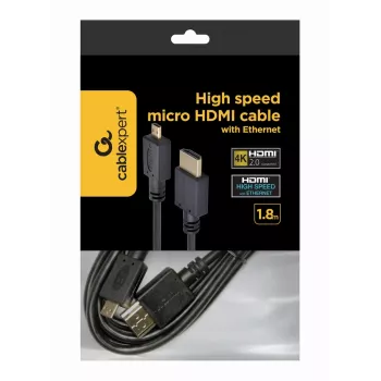 GEMBIRD Καλώδιο HDMI αρσενικό σε Micro-D αρσενικό με επιχρυσωμένα βύσματα 2,0 m μαύρο