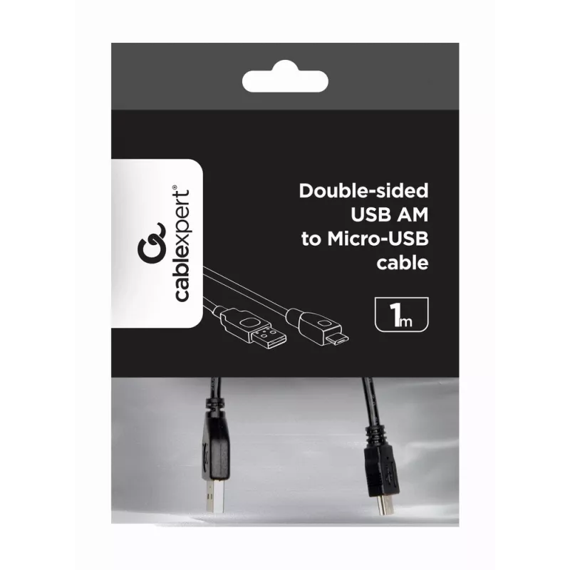 GEMBIRD αμφίδρομο καλώδιο USB 2.0 AM σε Micro-USB, 1m - μαύρο