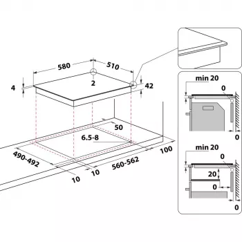 Whirlpool AKT 8130 BA Μαύρη Εντοιχιζόμενη Κεραμική Εστία 4 Ζωνών