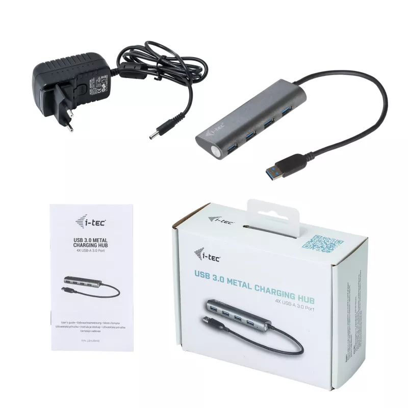 USB Hub i-tec Metal Superspeed USB 3.0 4-Port Hub 5000 Mbit/s Γκρι