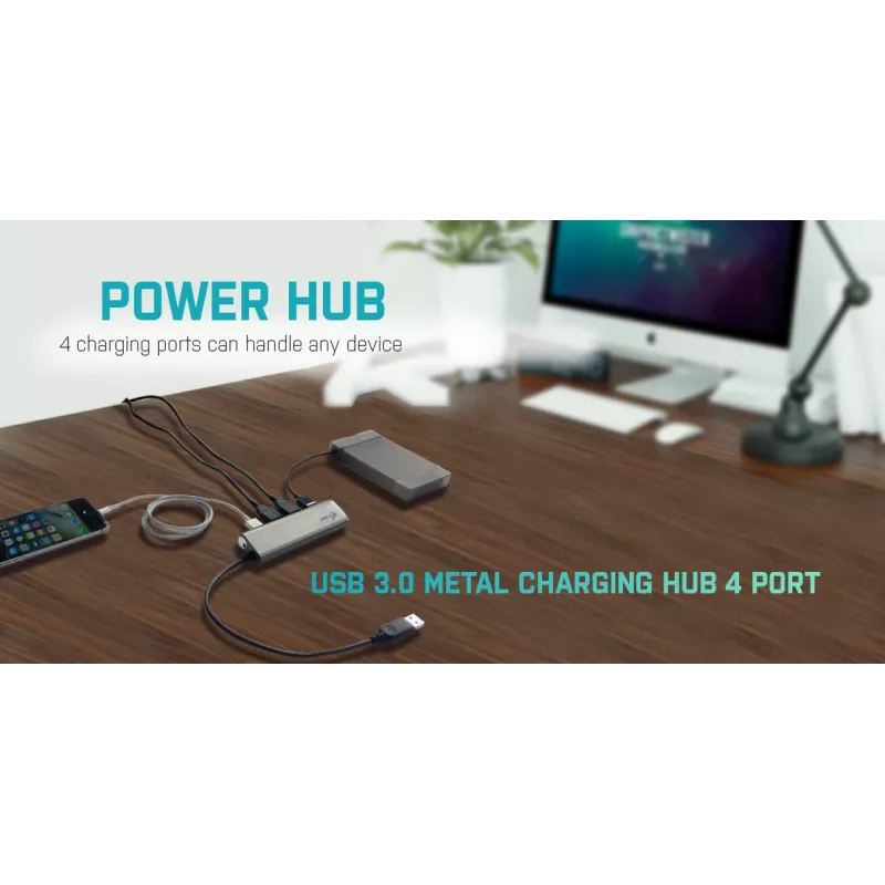 USB Hub i-tec Metal Superspeed USB 3.0 4-Port Hub 5000 Mbit/s Γκρι