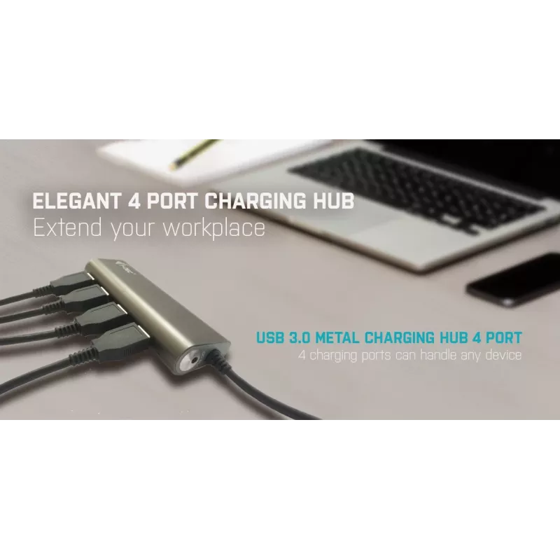 USB Hub i-tec Metal Superspeed USB 3.0 4-Port Hub 5000 Mbit/s Γκρι