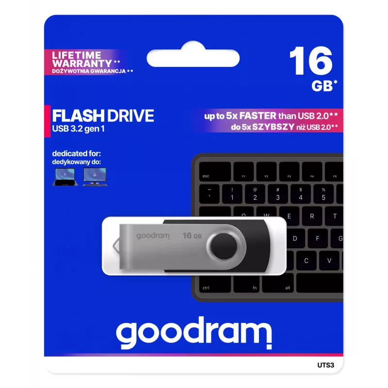 Goodram UTS3 Μονάδα USB flash 16 GB USB Type-A 3.2 Gen 1 (3.1 Gen 1) Μαύρο