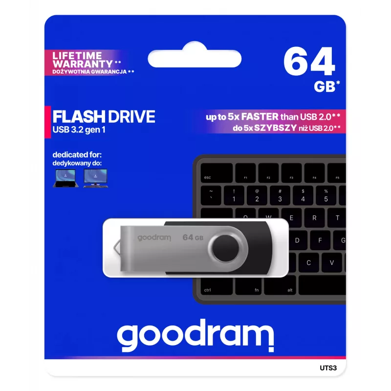 Goodram UTS3 Μονάδα USB flash 64 GB USB Type-A 3.2 Gen 1 (3.1 Gen 1) Μαύρο
