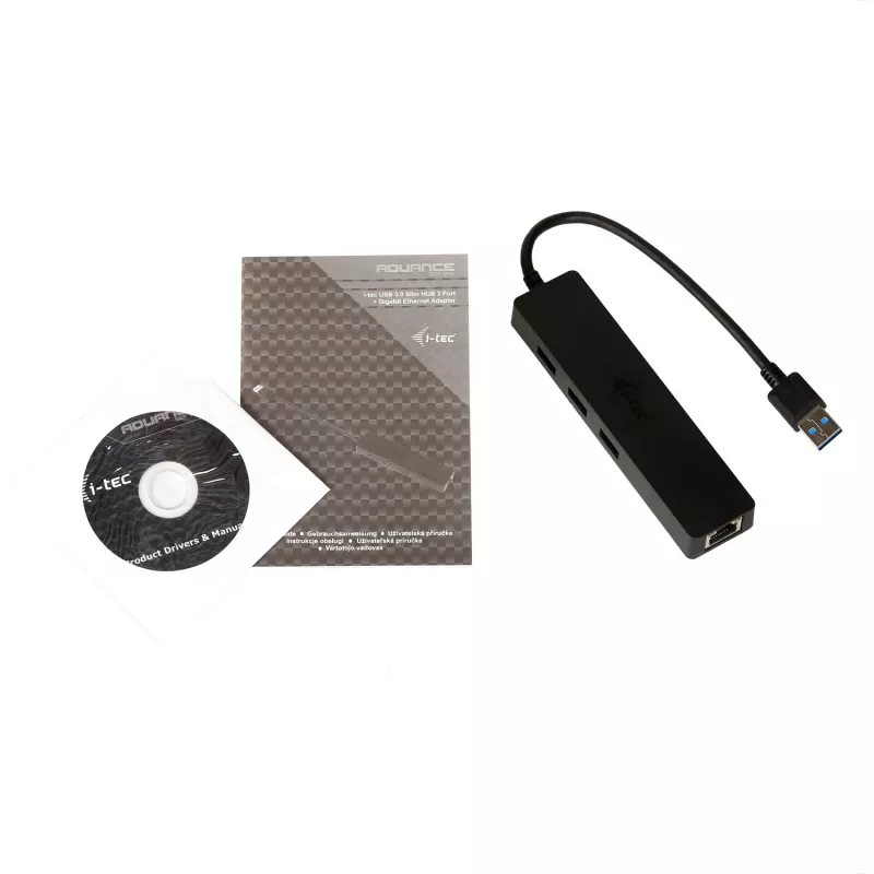 i-tec Advance USB 3.0 λεπτό HUB 3 Θυρών Προσαρμογέας Gigabit Ethernet Μαύρο