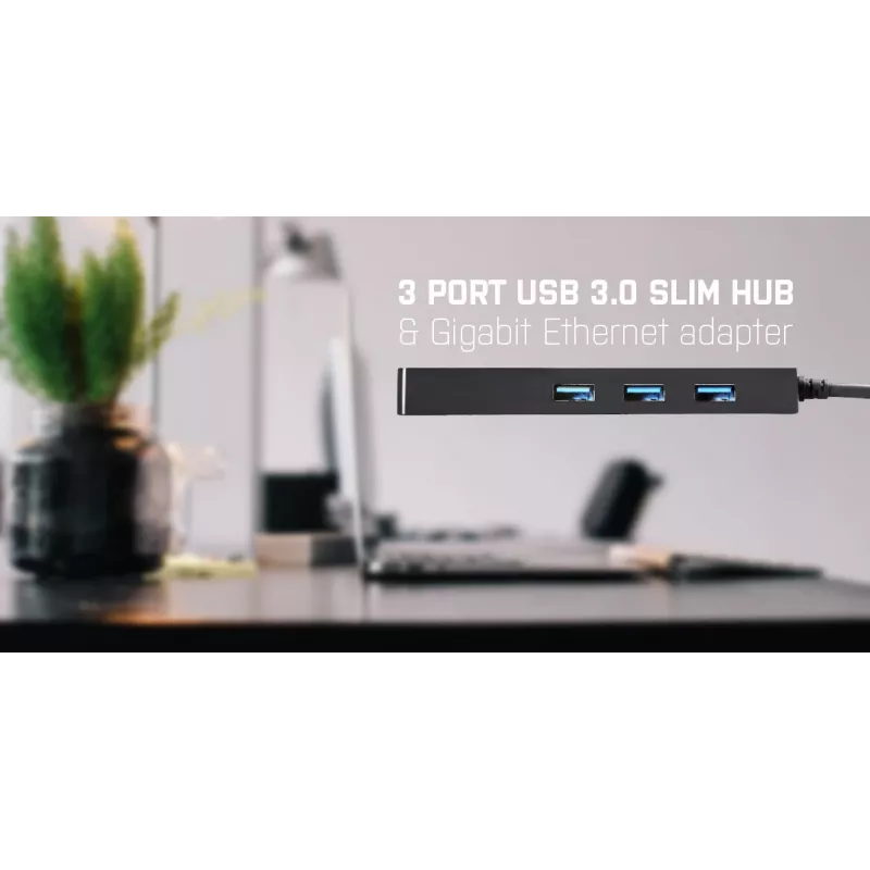 i-tec Advance USB 3.0 λεπτό HUB 3 Θυρών Προσαρμογέας Gigabit Ethernet Μαύρο
