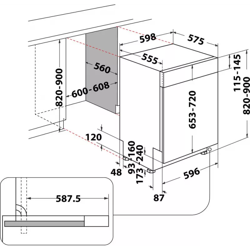 Whirlpool WBC3C26B Ημιεντοιχισμένο 14 σερβίτσια