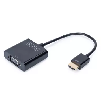 DIGITUS Προσαρμογέας μετατροπής HDMI σε VGA Type A - Υποδοχή VGA (D-Sub), υποδοχή ήχου 3,5 mm, μαύρο
