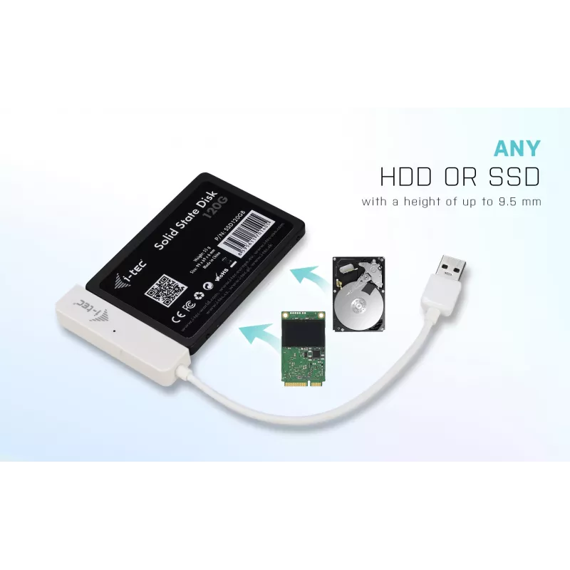 Θήκη HDD/SSD i-tec MySafe USB 3.0 Easy 2,5 ίντσες Εξωτερική θήκη – Λευκή