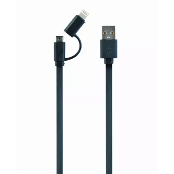GEMBIRD Καλώδιο φόρτισης USB σε Apple Lightning και Micro-USB combo 1m - Μαύρο