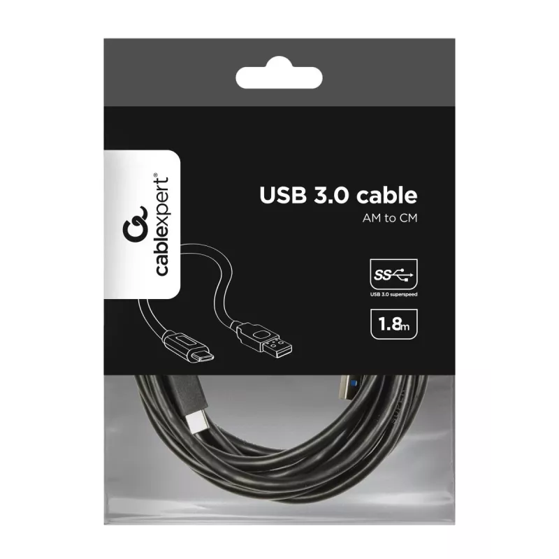 Καλώδιο USB Gembird CCP-USB3-AMCM-6 USB 3.2 Gen 1 (USB-C σε USB-A) 1,8 m μαύρο