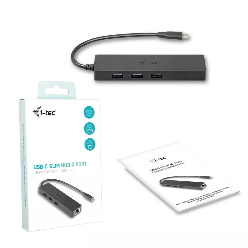 i-tec Advance USB-C λεπτό παθητικό HUB 3 θυρών + προσαρμογέας Gigabit Ethernet
