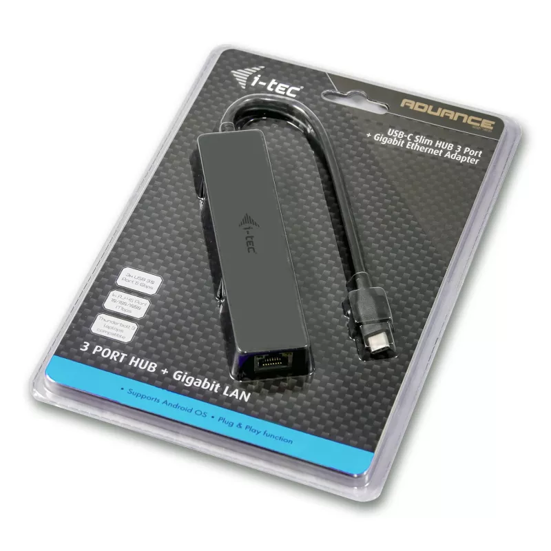 i-tec Advance USB-C λεπτό παθητικό HUB 3 θυρών + προσαρμογέας Gigabit Ethernet