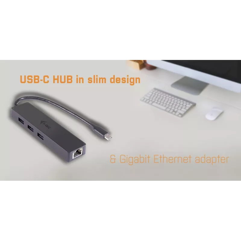 i-tec Advance USB-C λεπτό παθητικό HUB 3 θυρών + προσαρμογέας Gigabit Ethernet