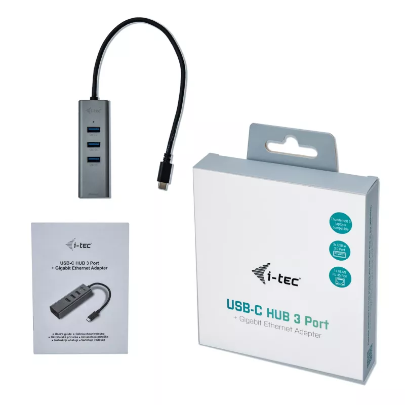 i-tec Metal USB-C HUB 3 θυρών + προσαρμογέας Gigabit Ethernet