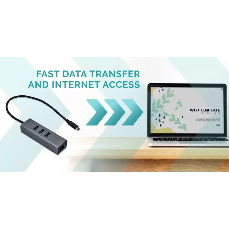 i-tec Metal USB-C HUB 3 θυρών + προσαρμογέας Gigabit Ethernet