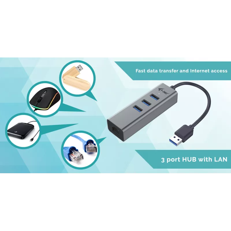 i-tec Metal USB 3.0 HUB 3 θυρών + προσαρμογέας Gigabit Ethernet