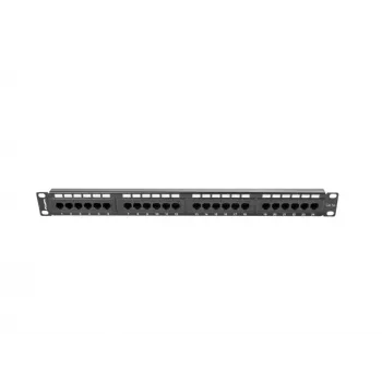 Lanberg PPU5-1024-B patch panel, 24 θυρών, 1U, 19 ιντσών, Cat5e UTP, μεταλλικό, μαύρο